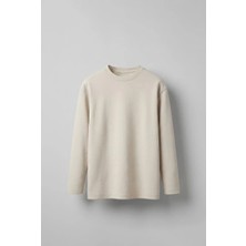 Abluka Online Erkek Oversize Basic Uzun Kollu Sweatshirt Bej