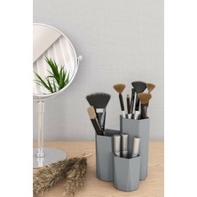 Maxi Home Maxihome Petek Makyaj Organizer Gri – Masaüstü Kozmetik Düzenleyici, Bölmeli Fırçalık & Rujluk