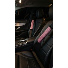 Valente Lusso Crystal-Line Serisi Işıltılı Araç Emniyet Kemeri Pedi - Kıyafet Koruyucu (Gümüş & Pembe Seçenekli 2'li Set)