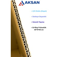 Aksan Ticaret 5'li 40X70X40 cm Çift Oluklu Karton Koli – Zımbalı, Ağır Yük Dayanımlı, Taşıma Kolisi ve Depolama Kutusu