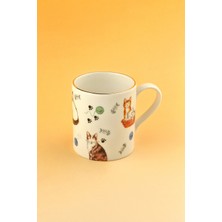 Bursa Porselen Dekor Kedicik Altın Yaldızlı Porselen Kupa