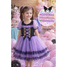 Toyfest Kuromi Kostüm Sanrio Mor-Siyah Tütü Elbise | 5-6 Yaş Kız Çocuk Doğum Günü Parti Karnaval Gösteri