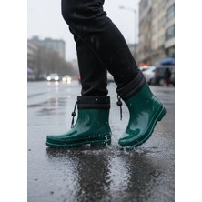 Belix Konçlu Peluşlu Unisex Potin Kadın Yağmur Botu 36-40 Yeşil