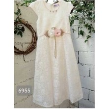 Çiçek Detaylı Beyaz Kız Çocuk Elbise Abiye Gelinlik Tuhfetower