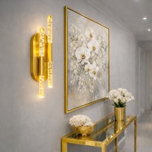 Nazik Aydınlatma Lara Gold Modern Pilli ve Elektirikli Günışığı Ledli 1 Adet Duvar Apliği Pilli Aplik