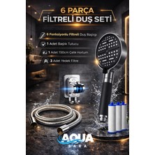 Aqua Sara 6 Parça Yüksek Basınçlı Filtreli Duş Başlığı Seti | 6 Modlu, 3 Yedek Filtreli, Hortum ve Duş Başlığı Tutucu