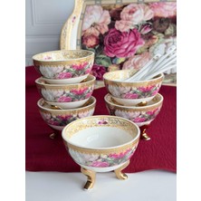 Rossev Porselen Ayaklı Kase 24K 12 Parça Flores