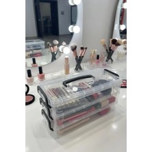 Bayev Wish 3 Katlı Kapaklı Makyaj Organizeri - Kozmetik Oje Fırça Düzenleyici Saklama Kutusu