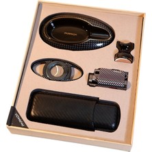 Parmida Çakmak Kesici Küllük Kılıf Sehpa Beşli Siyah Puro Seti