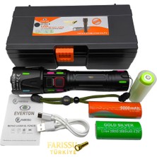 farissu Avantajlı Paket RT-063 B 60W 6000 Lümen Beyaz Lazer Fener - Yedek Pil Setli