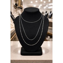 Premium 3’lü Katmanlı Gümüş Renk Minimal Zincir Kolye Seti