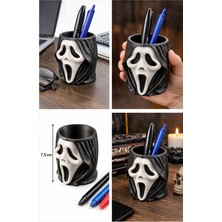 Yapı3D Dekoratif Korku Maskeli Kalemlik 7,5 cm – 3D Baskı Masaüstü Kalem Tutucu – Gotik Ofis & Gaming Masa Aksesuarı