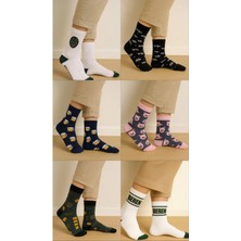 UZN Socks 6’li Renkli Eğlenceli Desenli Çorap Seti – Unisex Günlük Tarz