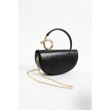 Kadın Gold Detaylı Siyah El Çantası