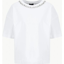 Fabrika Bisiklet Yaka Düz Beyaz Kadın T-Shirt F6SL-TST0133