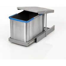 Moderno Gri 16 Litre Teleskopik Raylı Paslanmaz Çöp Kovası (C-2274-G)