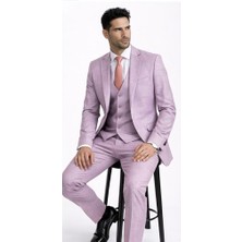 Fabio Cassel Slim Fit  Mono Yaka Çift Yırtmaçlı Astarlı Takım Elbise Yelekli