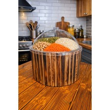 Ceritoğlu Şeffaf Kapaklı Ahşap Saklama Kutusu-Kuruyemiş-Bakliyat-Ekmek- Eskitme Model