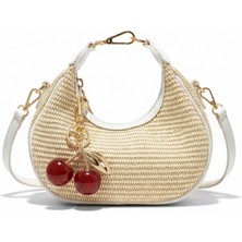 Kadın Beyaz Hasır El Çantası