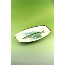 Bursa Porselen Dekor Retro Fish Büyük Boy Porselen Kayık Tabak