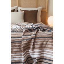 Lorvian Noletti Pamuklu Çizgili Tek Kişilik Battaniye