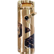 Parmida Tek Torch Pürmüz Gold Desenli Metal Puro Çakmağı