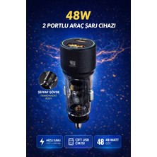 Mo Dou 48W Şeffaf Araç Içi Hızlı Şarj Cihazı Type-C USB Çift Girişli Çakmaklık Adaptör 3.4A Süper Hız