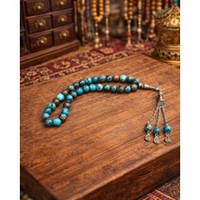 Sufi Tesbih Esans Ve Hediyelik Afrika Firuze Doğal Taş Tesbih 8 mm – Özel Tasarım Metal Püsküllü, Koleksiyonluk ve Günlük Kullanıma Uygun