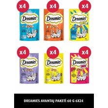 Dreamies Kedi Ödül Maması Karışık 60 gr x 24 Lezzetli Atıştırmalıklar için Tüm Yaş Kedi