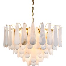 Ronisu Aydınlatma Nero Mermer Sarkıt Avize – Damla Formlu Tasarım, Yüksek Tavan Için Lüks Avize Ra-Avz- 1692-40-35