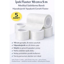 Sylar Ipek Flaster 10 cm x 5 M 5 Adet Medikal Sabitleme Bandı Hipoalerjenik Yapışkanlı Cerrahi Flaster