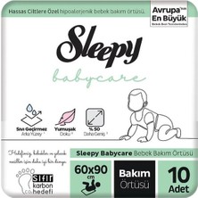 Sleepy Bebek Bakım Örtüsü 60x90 cm 10'lu Yumuşak ve Sıvı Geçirmez Özellikli Hassas Ciltler İçin