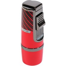 Cohiba 3 Torch Pürmüz Kırmızı-Siyah Desenli Metal Puro Çakmağı