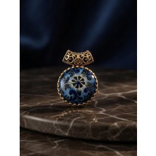 Anka Select El Yapımı Iznik Çinisi Desenli bronz çerçeveli Cam Kolye Vintage Tasarım kolye ucu