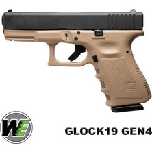 We Aırsoft Airsoft Tabanca We Glock 19 Tan/siyah Gen4 WE-G003B-T-19-B-TAN-GEN4