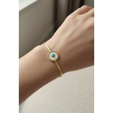 Gold Nazar Boncuklu Ayarlanabilir Kadın Bileklik