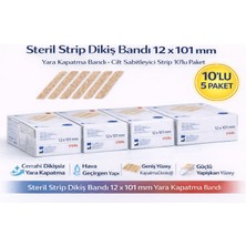 Sylar Steril Strip Dikiş Bandı 12 x 101 mm Yara Kapatma Bandı Cilt Sabitleyici Strip 10’lu 5 Paket