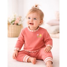Organickid Mix Kız Bebek Somon Baskılı Eşofman Takımı