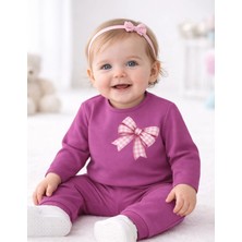 Organickid Mix Kız Bebek Fuşya Baskılı Eşofman Takımı