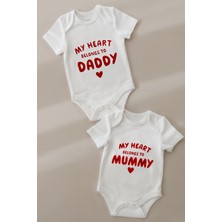 Lilabio %100 Organik Pamuk 2li Baskılı Kısa Kollu Bebek Body-Mummy/daddy