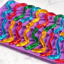 Siliko World Jelibon Kalıbı Silikon Solucan Jelibon ve Çikolata Kalıbı 20'li