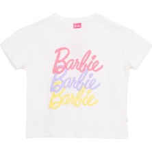 Barbie Baskılı Ekru Kız Çocuk T-Shirt BRB6SG-TST6430