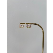 Marsel Özel Seri Kelebek Açık Renkli Taşlı Xp Klipsli Gold Küpe