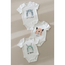 Lilabio %100 Organik Pamuk 3lü Baskılı Kısa Kollu Bebek Body