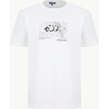 Discovery Expedition D6SM-TST3772 Kırık Beyaz Bisiklet Yaka Relaxed Baskılı Erkek T-Shirt