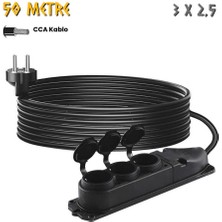 Sgs Kauçuk Uzatma Kablosu Cca 3x2.5 - Üçlü Grup Priz - 50 Mt.