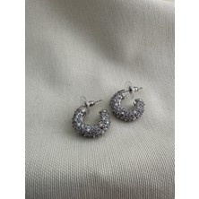 Silme Taşlı Minik Halka Küpe