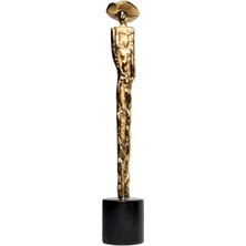 Lara Decor Mermer Ayaklı Gold Kadın Heykel Küçük