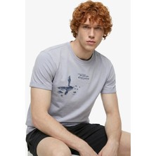 Discovery Expedition D6SM-TST3782 Gri Bisiklet Yaka Relaxed Baskılı Erkek T-Shirt