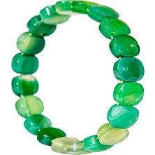 Bütüncül Şifa Yeşil Akik Doğal Taş Bileklik (Dikdörtgen Kesim)